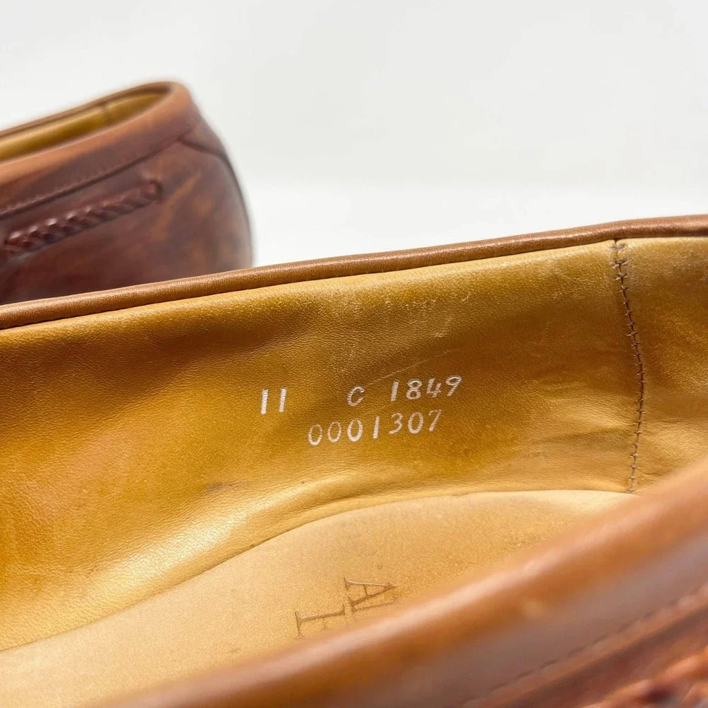 Allen Edmonds Cody Tassel Loafers Mens‎ 11 Brown Leather Woven Basketweave 1849